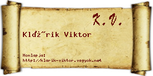 Klárik Viktor névjegykártya